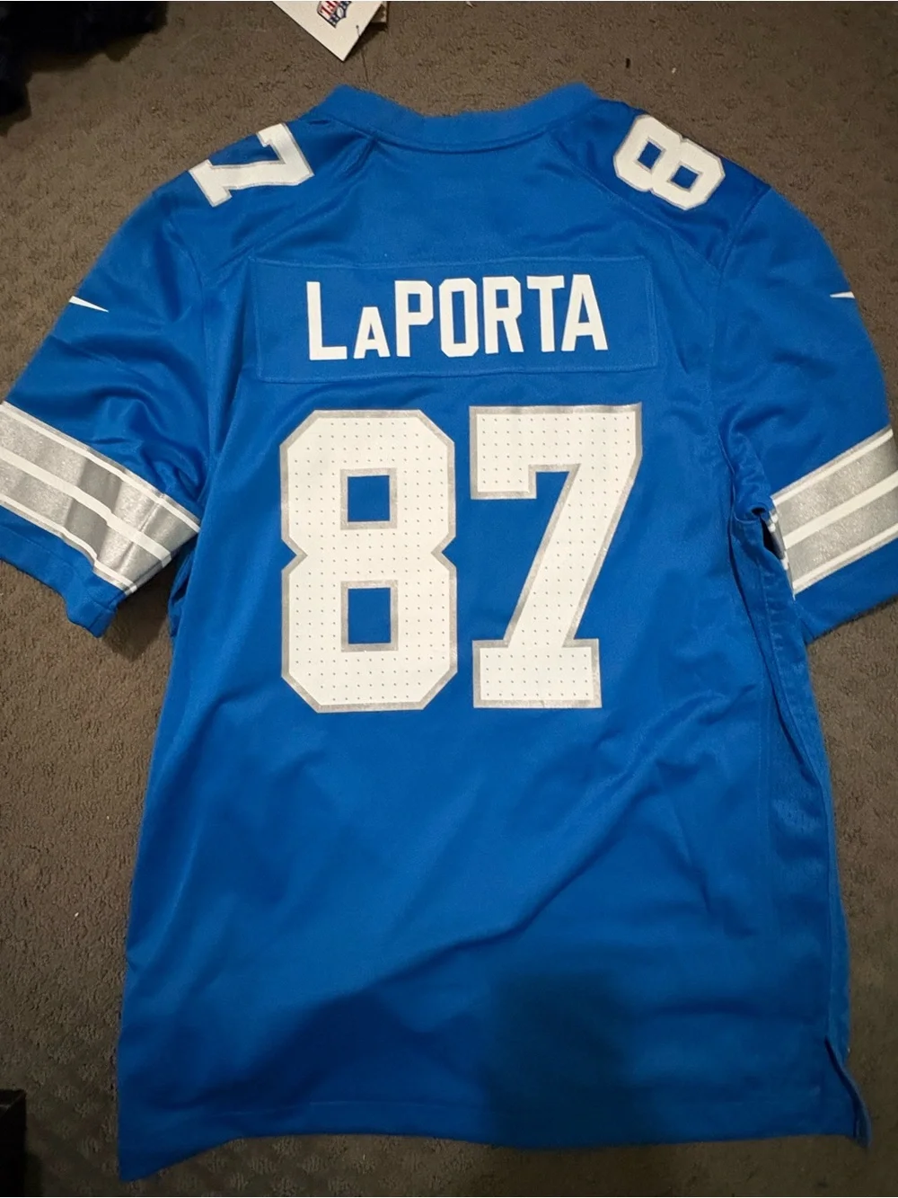 Detroit Lions Sam LaPorta Nike Men’s Blue and White #87 NFL Jersey